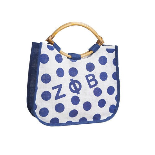 Zeta Phi Beta: Polka Dot Jute Bags