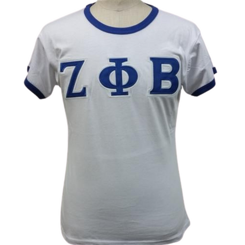 Zeta Phi Beta: Appliqued Ringer Tees