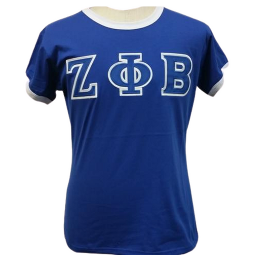 Zeta Phi Beta: Appliqued RingerTees