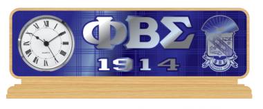 Phi Beta Sigma: Acrylic Desktop Clock WOODWORK