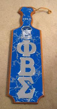 Load image into Gallery viewer, Phi Beta Sigma:  Raised Mirror Letters &amp; Crest Large Dome Paddles WOODWORK