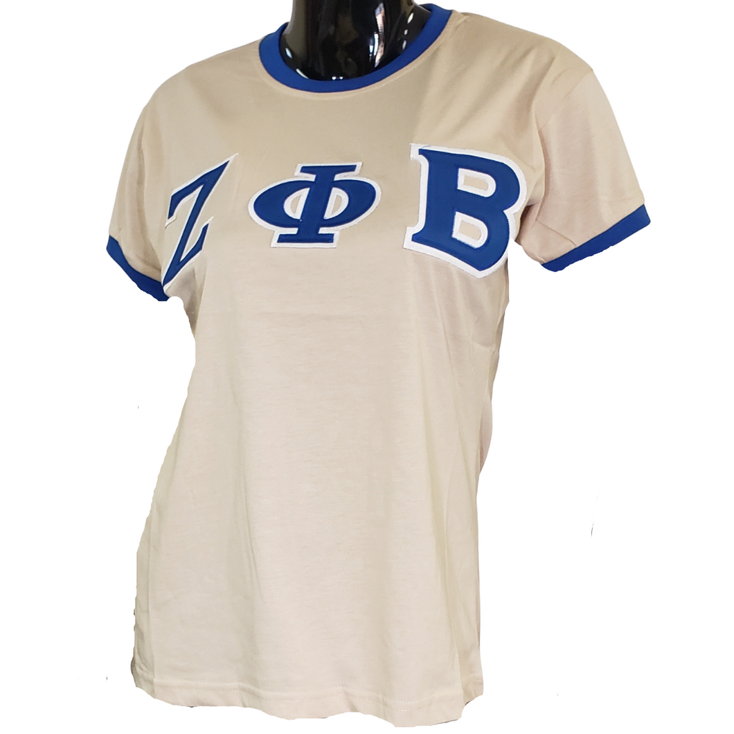 Zeta Phi Beta: Appliqued Ringer Tees
